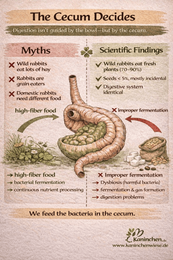 Wild rabbit digestive system diagram for health and nutrition.